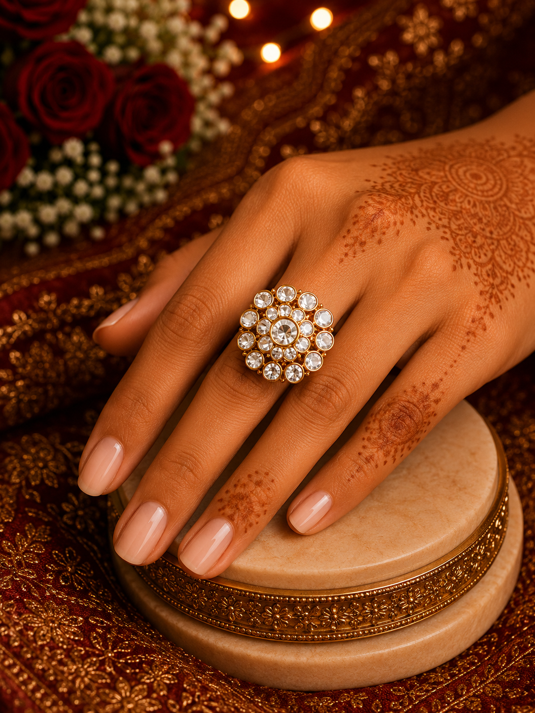 The Vintage Elegant Kundan Radiant Ring