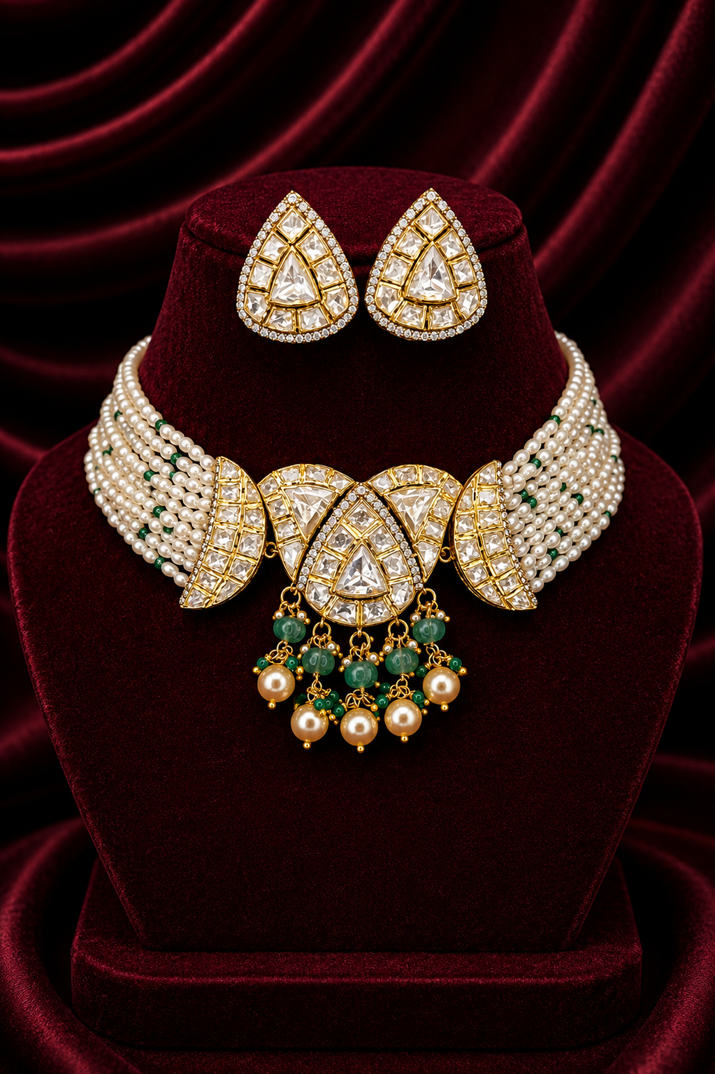 The Classic Timeless Polki Halo Jewelry Set