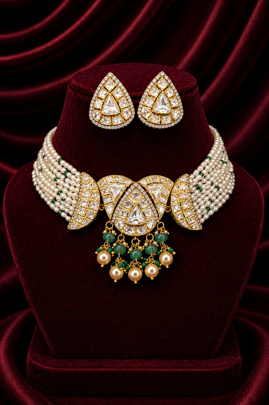 The Classic Timeless Polki Halo Jewelry Set