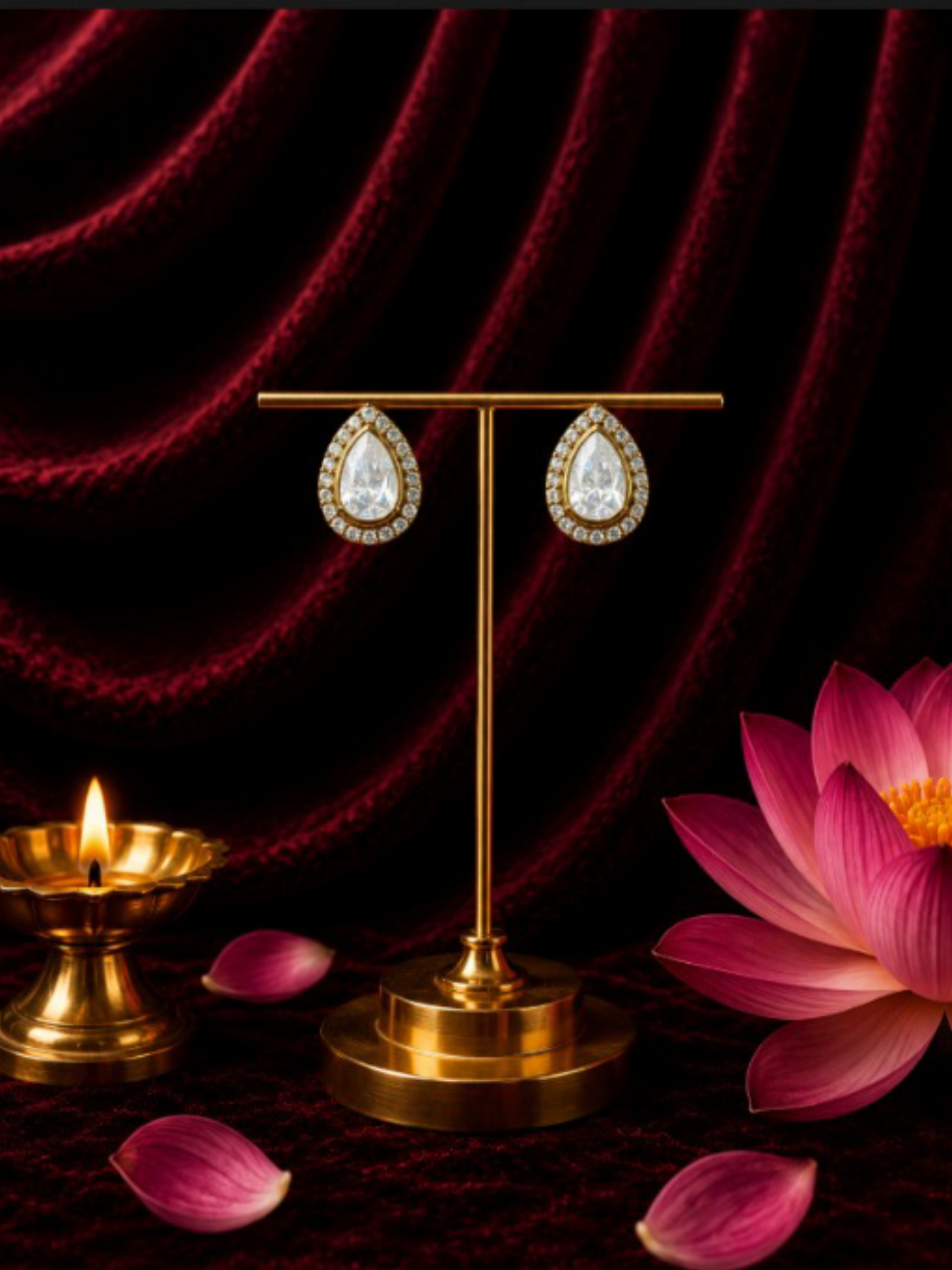 Vintage Polki Teardrop Studs