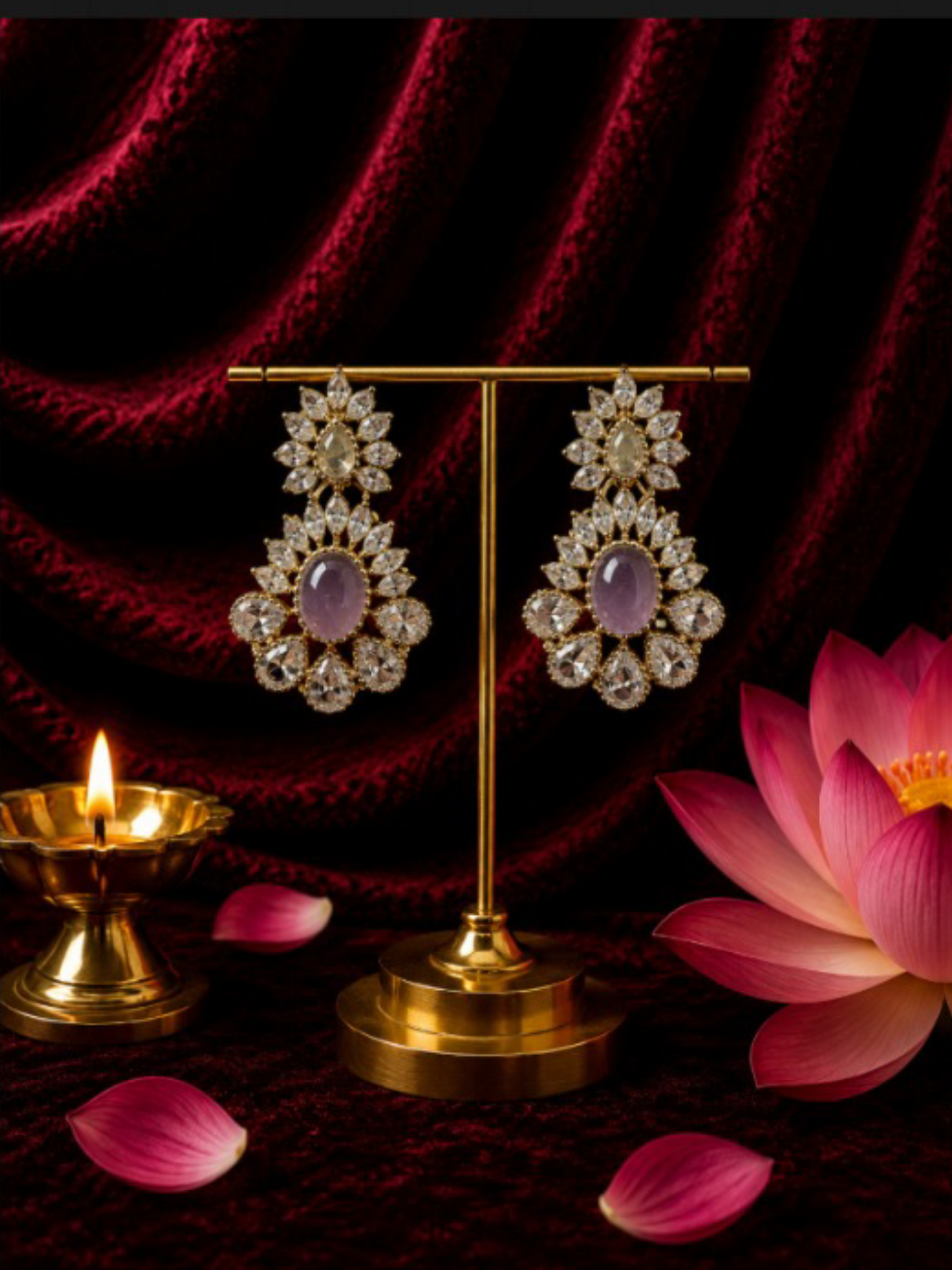 Royal Kundan Amethyst Drops