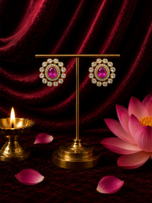 Heritage Kundan Ruby Studs