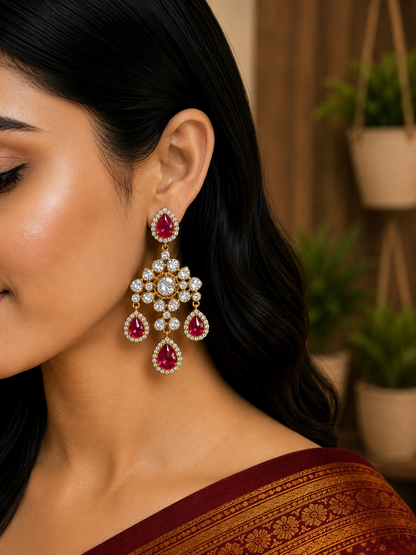 Maharani Kundan Ruby Earrings