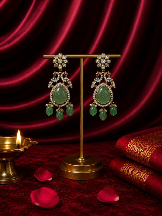 Royal Kundan Emerald Drops
