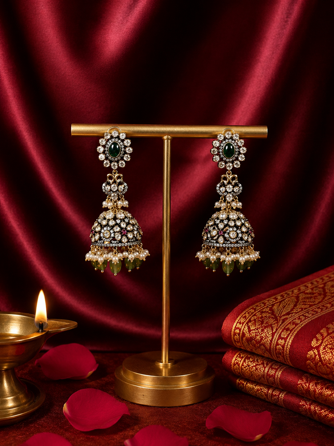 Victorian Kundan Jhumka Earrings