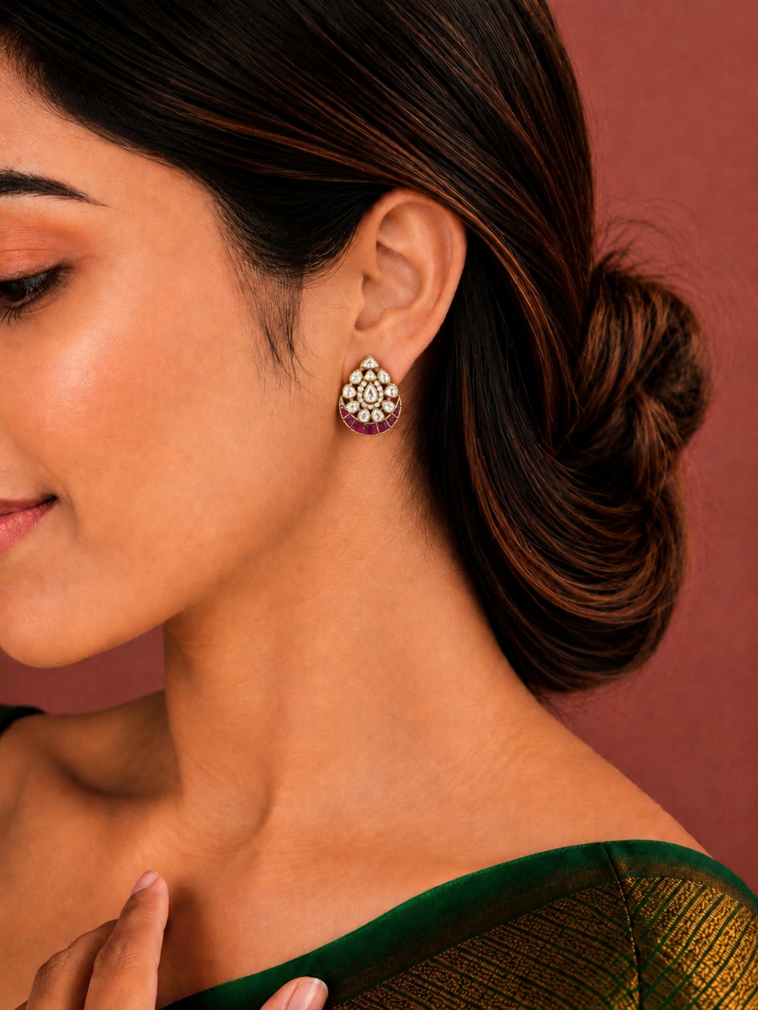 Royal Polki Ruby Studs
