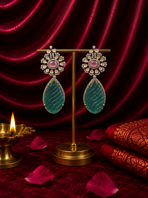 Heritage Kundan Emerald Drops