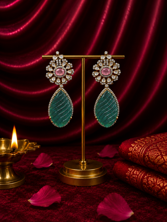 Heritage Kundan Emerald Drops