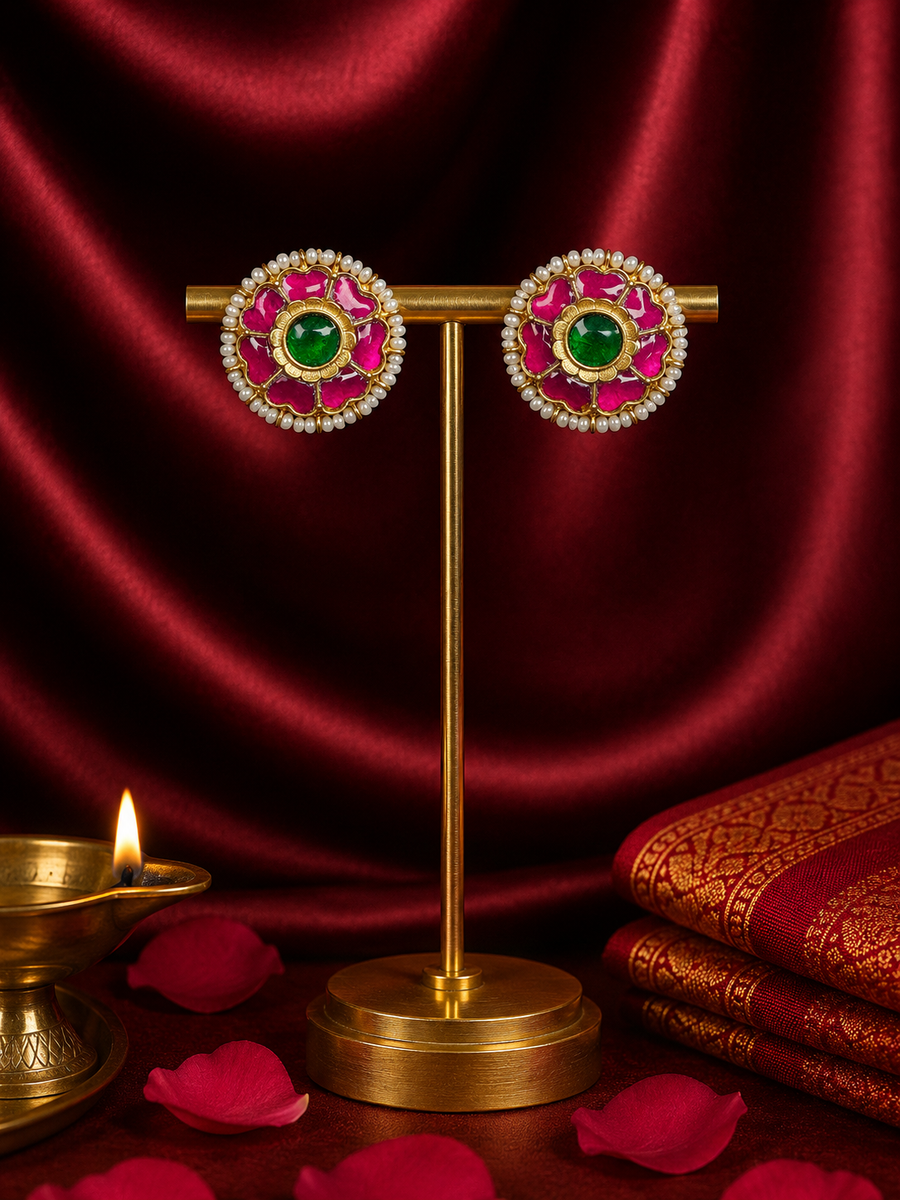 The Classic Elegant Gold Statement Kundan Earring