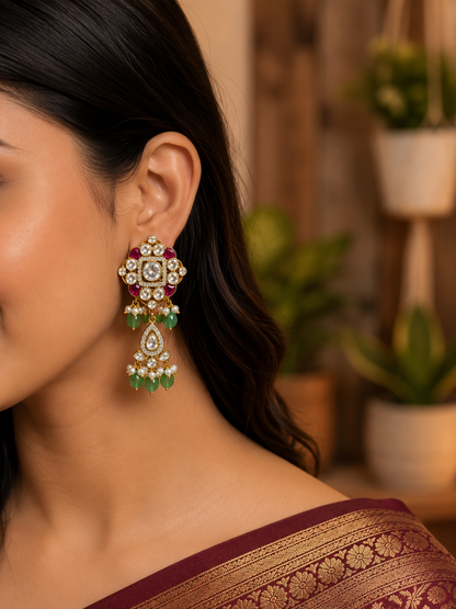 Heritage Kundan Ruby Earrings